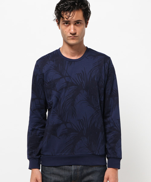 VENCEEXCHANGE（ヴァンスエクスチェンジ）の「ミニ裏毛リーフ柄クルーネックプルオーバー（スウェット・メンズ・ネイビー/グレー・SMALL/LARGE/MEDIUM）」の7枚目の写真