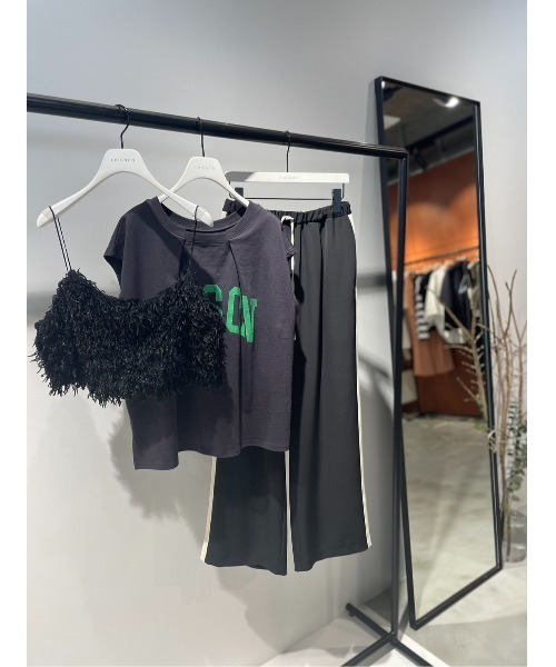 CHIGNON(シニヨン)の「【前後2way】CHIGNON タックフレンチロゴTEE(Tシャツ/カットソー・レディース・チャコールグレー/オフホワイト・FREE)」の12枚目の写真