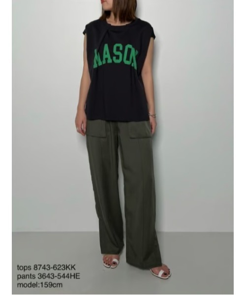 CHIGNON(シニヨン)の「【前後2way】CHIGNON タックフレンチロゴTEE(Tシャツ/カットソー・レディース・チャコールグレー/オフホワイト・FREE)」の3枚目の写真