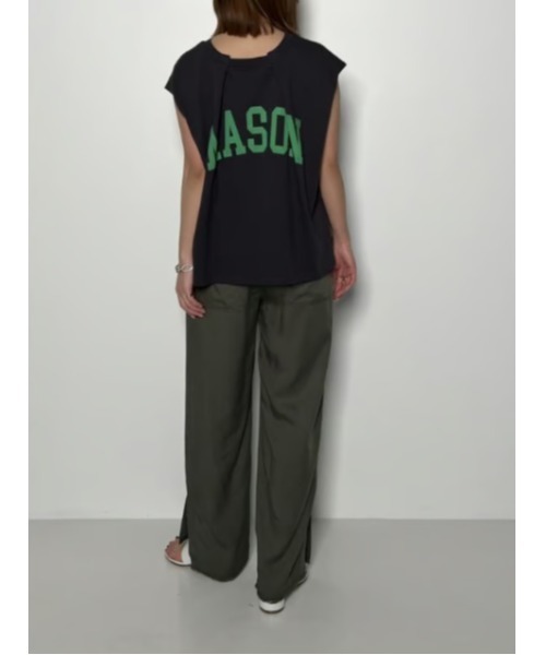 CHIGNON(シニヨン)の「【前後2way】CHIGNON タックフレンチロゴTEE(Tシャツ/カットソー・レディース・チャコールグレー/オフホワイト・FREE)」の7枚目の写真