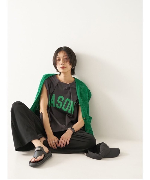 CHIGNON(シニヨン)の「【前後2way】CHIGNON タックフレンチロゴTEE(Tシャツ/カットソー・レディース・チャコールグレー/オフホワイト・FREE)」の14枚目の写真