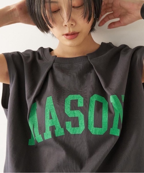 CHIGNON(シニヨン)の「【前後2way】CHIGNON タックフレンチロゴTEE(Tシャツ/カットソー・レディース・チャコールグレー/オフホワイト・FREE)」の13枚目の写真