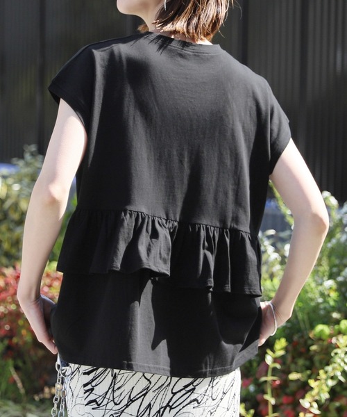 reca(レカ)の「ティアードカットソー(Tシャツ/カットソー・レディース・ブラック/ピンク系その他/オフホワイト・M)」の2枚目の写真