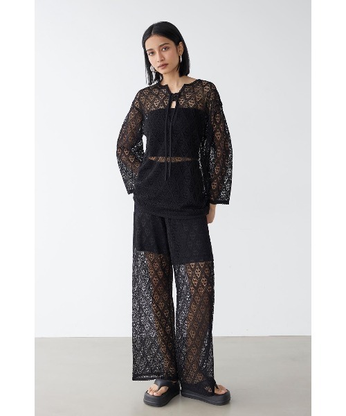 ALEXIA STAM（アリシアスタン）の「Open Work Knit Pants /透かし柄パンツ（その他パンツ・レディース・アイボリー/ブラック・M/S）」の21枚目の写真