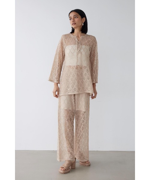 ALEXIA STAM（アリシアスタン）の「Open Work Knit Pants /透かし柄パンツ（その他パンツ・レディース・アイボリー/ブラック・M/S）」の4枚目の写真