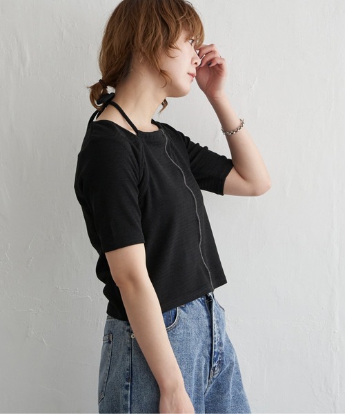 notch.（ノッチ）の「ホルターネックカットソー（Tシャツ/カットソー・レディース・ベージュ/ブラック/グレー/オフホワイト・M）」の12枚目の写真