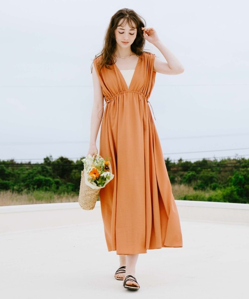 archives（アルシーヴ）の「２ＷＡＹドロスト麻調ノースリワンピース（ワンピース・レディース・ブラック/グレー/オレンジ・MEDIUM）」の15枚目の写真