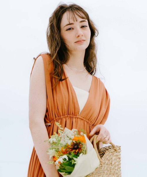 archives（アルシーヴ）の「２ＷＡＹドロスト麻調ノースリワンピース（ワンピース・レディース・ブラック/グレー/オレンジ・MEDIUM）」の9枚目の写真