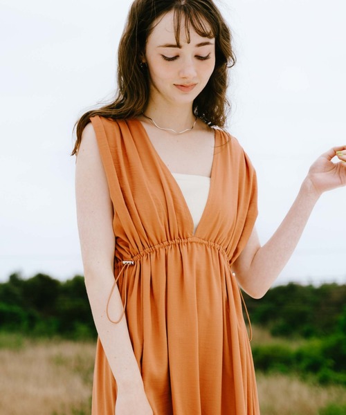 archives（アルシーヴ）の「２ＷＡＹドロスト麻調ノースリワンピース（ワンピース・レディース・ブラック/グレー/オレンジ・MEDIUM）」の8枚目の写真