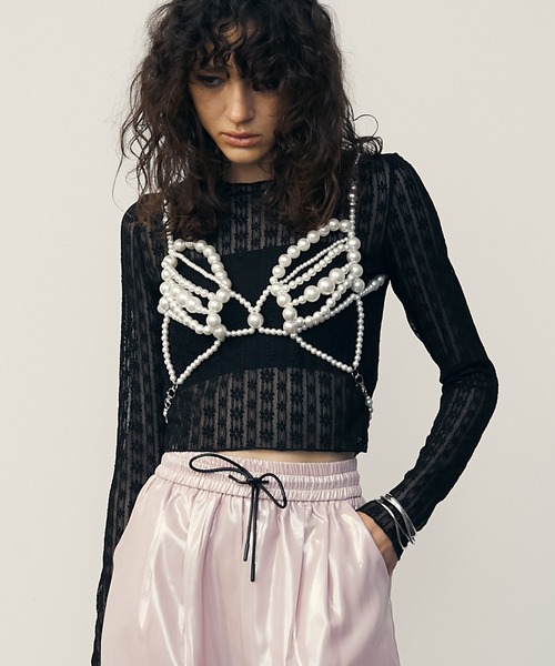 uyu.(ウユ)の「バックリボンパールビスチェ(キャミソール・レディース・ホワイト・FREE)」の4枚目の写真