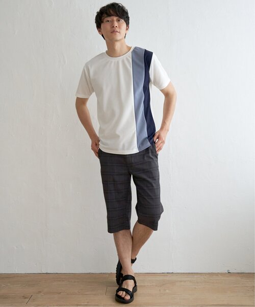 ikka(イッカ)の「【接触冷感/親子コーデ】速乾COOL縦切り替えTシャツ(Tシャツ/カットソー・メンズ・ホワイト/ネイビー/チャコールグレー・L/M/S/XL)」の11枚目の写真