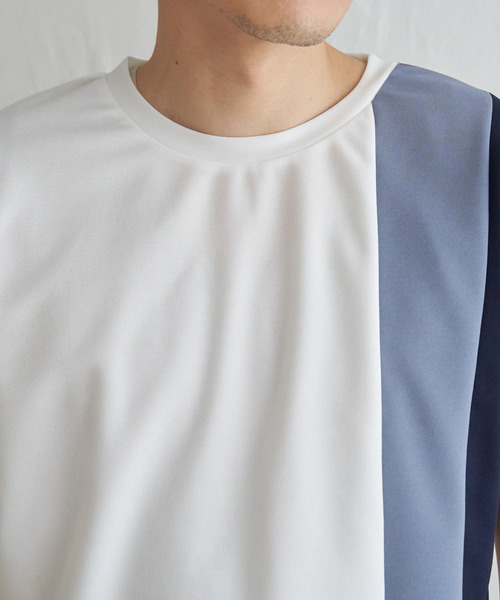 ikka(イッカ)の「【接触冷感/親子コーデ】速乾COOL縦切り替えTシャツ(Tシャツ/カットソー・メンズ・ホワイト/ネイビー/チャコールグレー・L/M/S/XL)」の7枚目の写真