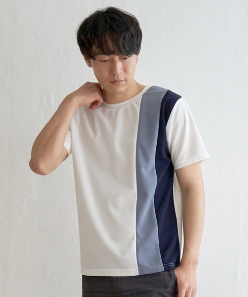 ikka(イッカ)の「【接触冷感/親子コーデ】速乾COOL縦切り替えTシャツ(Tシャツ/カットソー・メンズ・ホワイト/ネイビー/チャコールグレー・L/M/S/XL)」の21枚目の写真