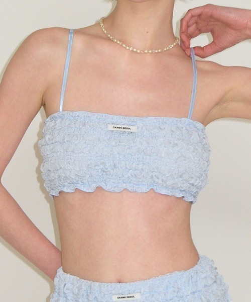 CRANK(クランク)の「A'GEM/9 × .kom 『CRANK/クランク』 WRINKLE BRA TOP /リンクル ブラトップ(チューブトップ・レディース・ブルー/ピンク/ホワイト・FREE)」の3枚目の写真