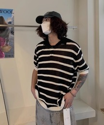 MGV | Striped Polo Knit(ポロシャツ)