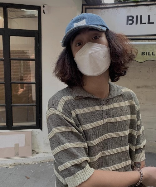 MGV（エムジーヴィー）の「Striped Polo Knit（ポロシャツ・メンズ・グレー/ブラック/ブラウン・MEDIUM/LARGE/X-LARGE）」の6枚目の写真