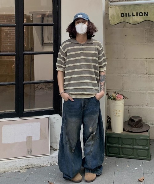 MGV（エムジーヴィー）の「Striped Polo Knit（ポロシャツ・メンズ・グレー/ブラック/ブラウン・MEDIUM/LARGE/X-LARGE）」の8枚目の写真