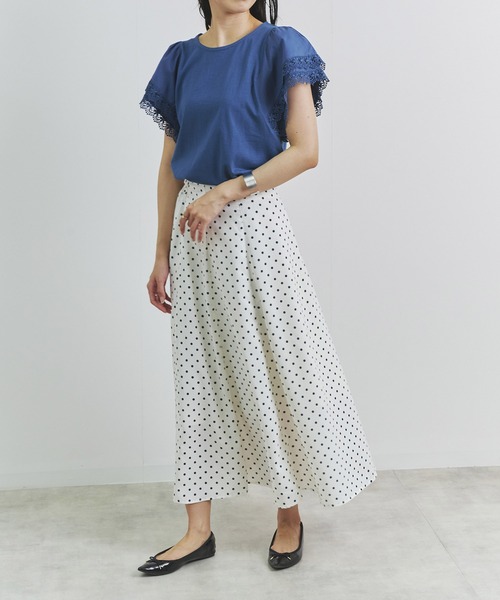 Fizz（フィズ）の「【Fizz/フィズ】　ドット柄シフォンマーメイドスカート（スカート・レディース・ホワイト×ネイビー/ブラック×ホワイト/ホワイト×ブラック・M/L）」の4枚目の写真