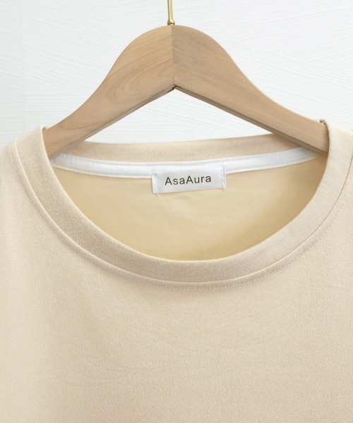 AsaAura(アサオーラ)の「メンズtシャツ 半袖 スエード調Tシャツ(Tシャツ/カットソー・メンズ・グレイッシュベージュ/ブルー/ブラウン/ベージュ/ブラック/ネイビー・FREE)」の21枚目の写真