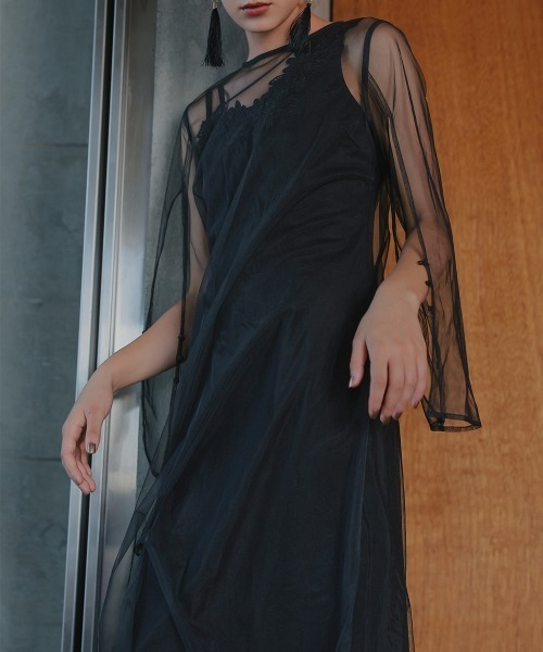 Callarus(カラルス)の「〔Callarus〕ラメチュール使い2WAY刺繍デザインロング丈ワンピースドレス(ドレス・レディース・ベージュ/ブラック・S/M/L/LL/3L)」の18枚目の写真