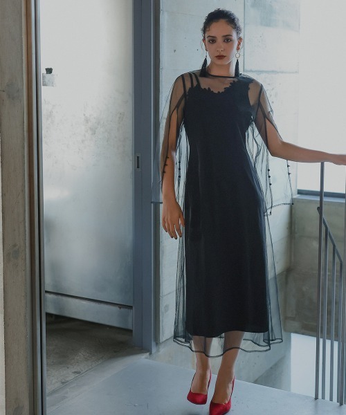 Callarus(カラルス)の「〔Callarus〕ラメチュール使い2WAY刺繍デザインロング丈ワンピースドレス(ドレス・レディース・ベージュ/ブラック・S/M/L/LL/3L)」の11枚目の写真