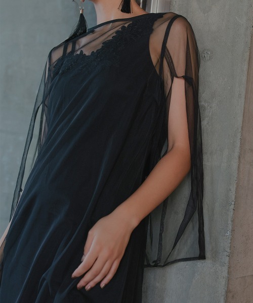 Callarus(カラルス)の「〔Callarus〕ラメチュール使い2WAY刺繍デザインロング丈ワンピースドレス(ドレス・レディース・ベージュ/ブラック・S/M/L/LL/3L)」の15枚目の写真