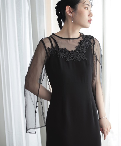 Callarus(カラルス)の「〔Callarus〕ラメチュール使い2WAY刺繍デザインロング丈ワンピースドレス(ドレス・レディース・ベージュ/ブラック・S/M/L/LL/3L)」の16枚目の写真