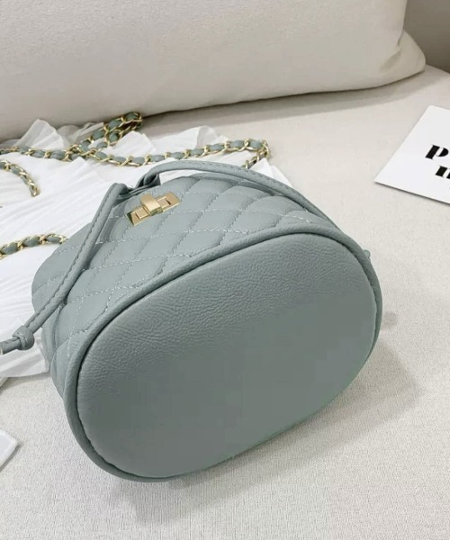 韓国デザイン 本革 ハンドバッグ ショルダー 巾着 キルティング org.jpg