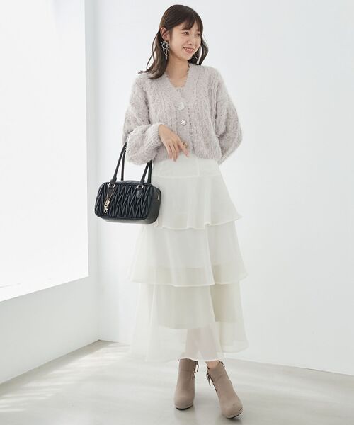 MAJESTIC LEGON(マジェスティックレゴン)の「バックレースアップティアードスカート(スカート・レディース・オフホワイト/ブラック系その他/ブラック/ブルー/アイボリー/ホワイト系その他2・MEDIUM)」の8枚目の写真