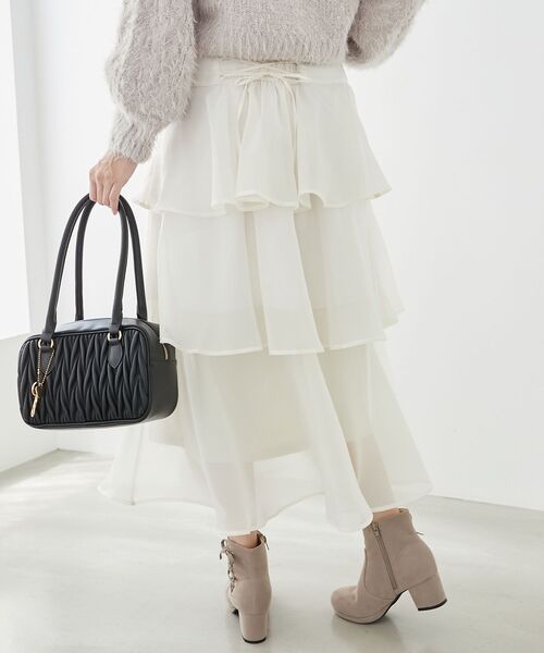 MAJESTIC LEGON(マジェスティックレゴン)の「バックレースアップティアードスカート(スカート・レディース・オフホワイト/ブラック系その他/ブラック/ブルー/アイボリー/ホワイト系その他2・MEDIUM)」の15枚目の写真