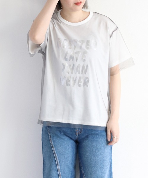 cepo(セポ)の「チュールドッキングロゴTee(Tシャツ/カットソー・レディース・グレー/ブラック/オフホワイト・M)」の3枚目の写真