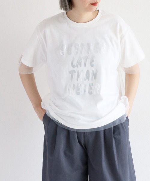 cepo(セポ)の「チュールドッキングロゴTee(Tシャツ/カットソー・レディース・グレー/ブラック/オフホワイト・M)」の2枚目の写真