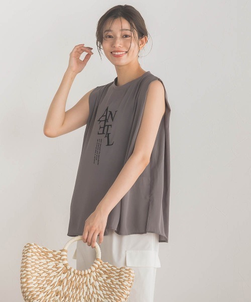 Droite lautreamont(ドロワットロートレアモン)の「クレープジョーゼットロゴTシャツ≪洗濯機で洗える≫(Tシャツ/カットソー・レディース・チャコールグレー/オフホワイト/ブラック・M)」の22枚目の写真