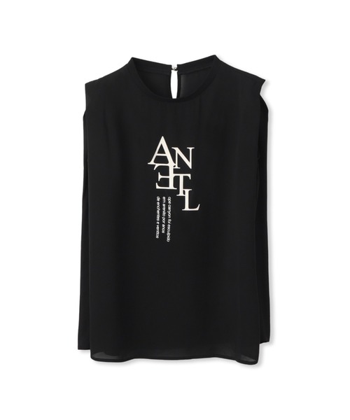 Droite lautreamont(ドロワットロートレアモン)の「クレープジョーゼットロゴTシャツ≪洗濯機で洗える≫(Tシャツ/カットソー・レディース・チャコールグレー/オフホワイト/ブラック・M)」の14枚目の写真