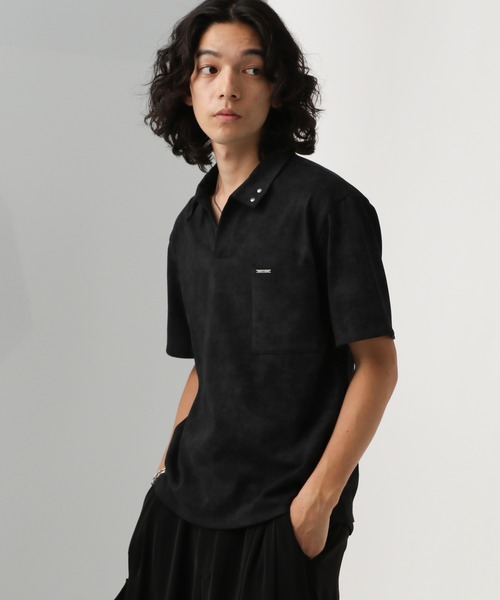 HARE（ハレ）の「パーツデザインカットポロ(HARE)（Tシャツ/カットソー・メンズ・ブラック/カーキ/グレー・FREE）」の2枚目の写真