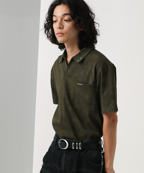 HARE（ハレ）の「パーツデザインカットポロ(HARE)（Tシャツ/カットソー・メンズ・ブラック/カーキ/グレー・FREE）」の9枚目の写真