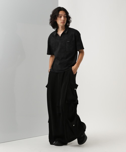 HARE（ハレ）の「パーツデザインカットポロ(HARE)（Tシャツ/カットソー・メンズ・ブラック/カーキ/グレー・FREE）」の5枚目の写真