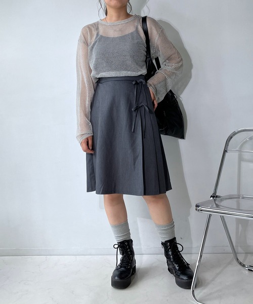 AS KNOW AS plus(アズノゥアズプラス)の「◇サイドプリーツリボンミディスカート(スカート・レディース・グレー/ブラック/レッド系・FREE)」の16枚目の写真
