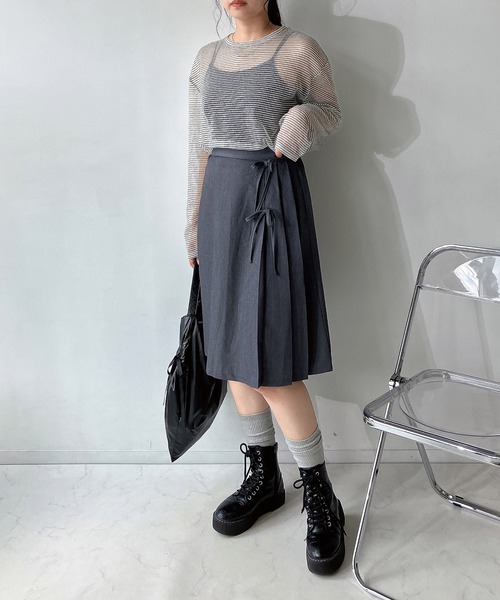 AS KNOW AS plus(アズノゥアズプラス)の「◇サイドプリーツリボンミディスカート(スカート・レディース・グレー/ブラック/レッド系・FREE)」の17枚目の写真