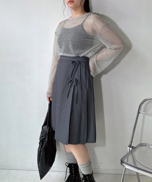 AS KNOW AS plus(アズノゥアズプラス)の「◇サイドプリーツリボンミディスカート(スカート・レディース・グレー/ブラック/レッド系・FREE)」の15枚目の写真