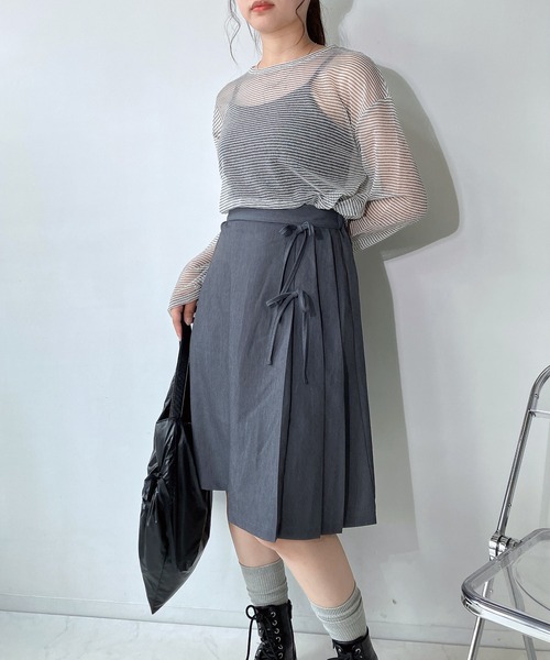 AS KNOW AS plus(アズノゥアズプラス)の「◇サイドプリーツリボンミディスカート(スカート・レディース・グレー/ブラック/レッド系・FREE)」の18枚目の写真