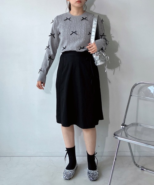 AS KNOW AS plus(アズノゥアズプラス)の「◇サイドプリーツリボンミディスカート(スカート・レディース・グレー/ブラック/レッド系・FREE)」の22枚目の写真