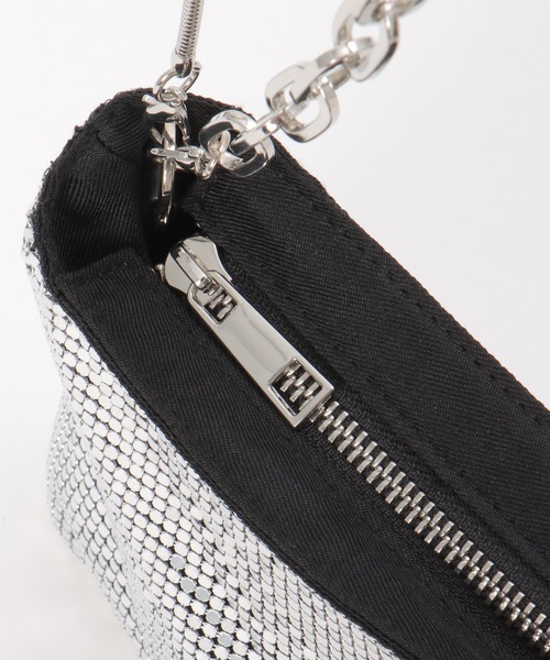 【美品】mimco　メタルメッシュバッグ　チェーンバッグ　リボン　ブラック セール】メタルリボンキルティングチェーンバッグ（ショルダー