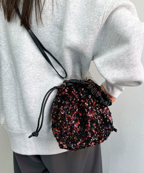 fredy emue(フレディエミュ)の「スパングル巾着バッグ(ハンドバッグ・レディース・ゴールド/マルチ/ブラック・FREE)」の14枚目の写真