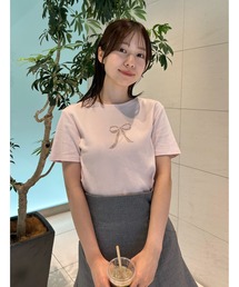 ラインストーンリボンTシャツ