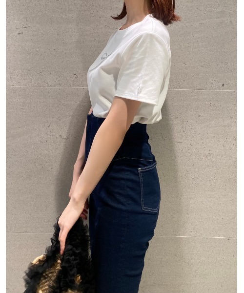 SNIDEL(スナイデル)の「ラインストーンリボンTシャツ(Tシャツ/カットソー・レディース・ライトピンク/ホワイト/ダークグレー・FREE)」の15枚目の写真