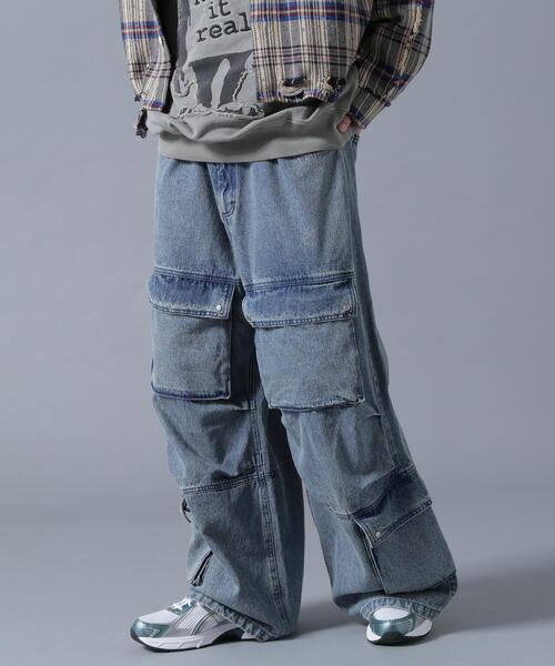 L.H.P(エルエイチピー)の「DankeSchon/ダンケシェーン/CHEMICAL BLEACH DENIM CARGO PANTS(カーゴパンツ・メンズ・ブルー/ブラック・S/M)」の18枚目の写真