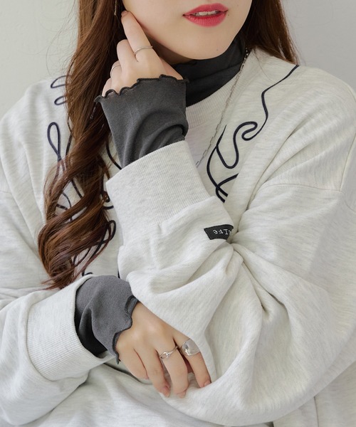 Remind me and forever(リマインドミーアンドフォーエバー)の「シアーネットハイネックプルオーバー(Tシャツ/カットソー・レディース・ブラック/チャコールグレー/アイボリー/ボルドー・FREE)」の14枚目の写真