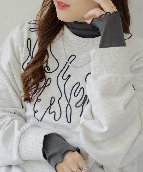 Remind me and forever(リマインドミーアンドフォーエバー)の「シアーネットハイネックプルオーバー(Tシャツ/カットソー・レディース・ブラック/チャコールグレー/アイボリー/ボルドー・FREE)」の15枚目の写真