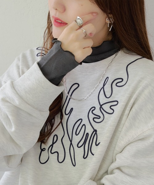 Remind me and forever(リマインドミーアンドフォーエバー)の「シアーネットハイネックプルオーバー(Tシャツ/カットソー・レディース・ブラック/チャコールグレー/アイボリー/ボルドー・FREE)」の16枚目の写真